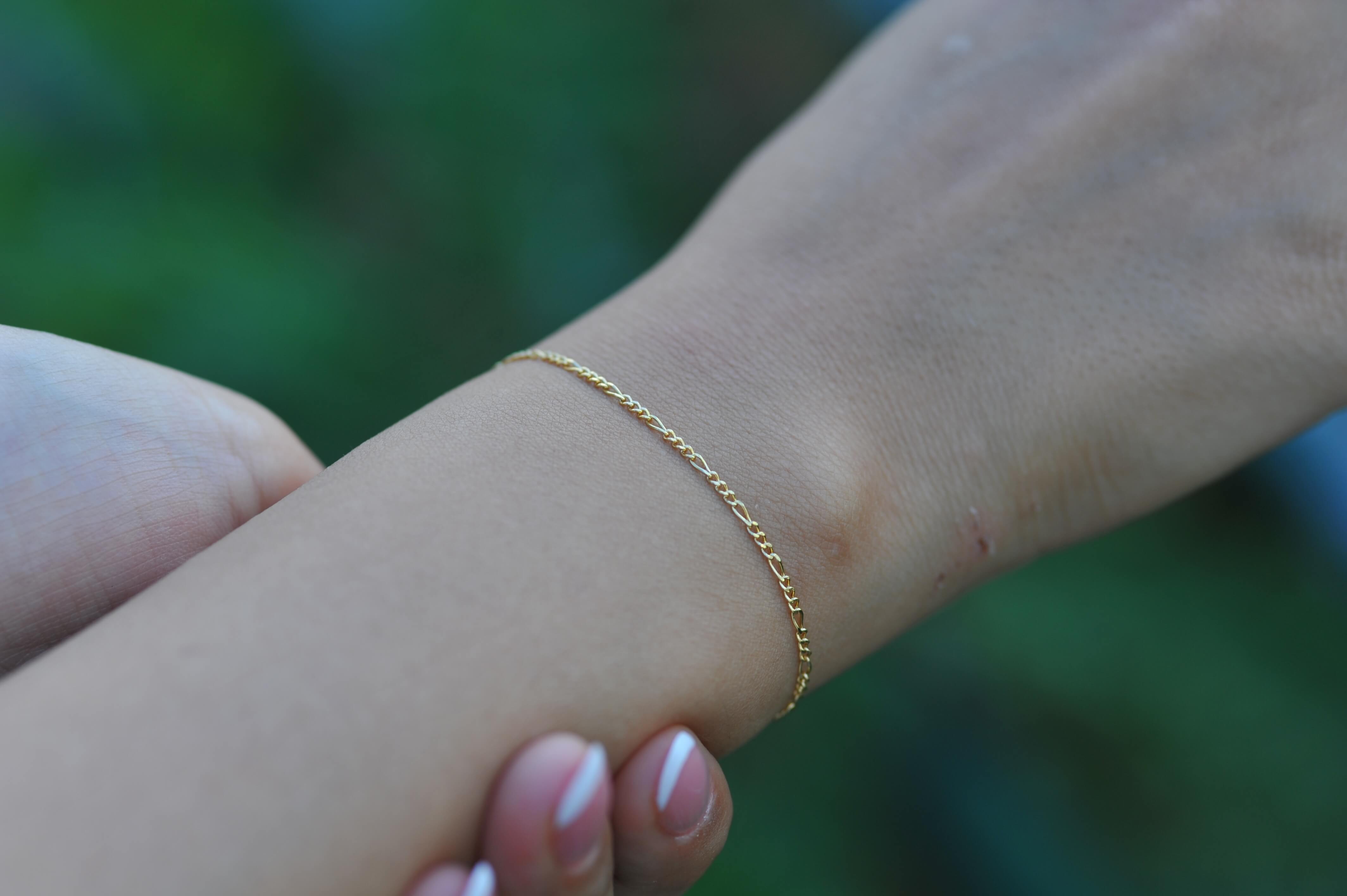 14K Solid Gold Figaro Bracelet
